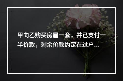 甲向乙购买房屋一套，并已支付一半价款，剩余价款约定在过户登记