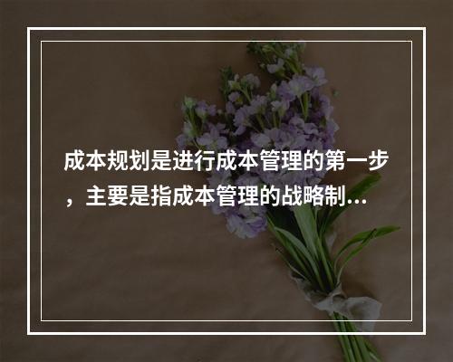 成本规划是进行成本管理的第一步，主要是指成本管理的战略制定。