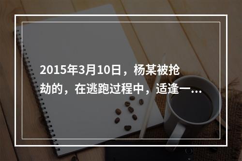 2015年3月10日，杨某被抢劫的，在逃跑过程中，适逢一中年