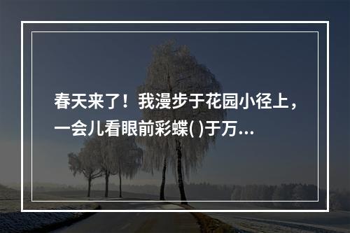 春天来了！我漫步于花园小径上，一会儿看眼前彩蝶( )于万紫千