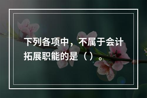 下列各项中，不属于会计拓展职能的是（ ）。