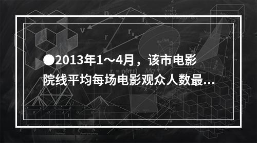 ●2013年1～4月，该市电影院线平均每场电影观众人数最少的