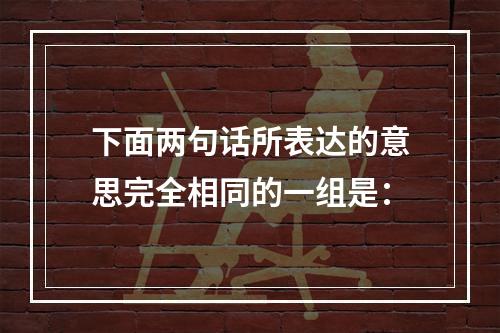 下面两句话所表达的意思完全相同的一组是：