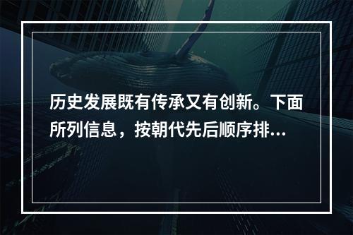 历史发展既有传承又有创新。下面所列信息，按朝代先后顺序排列正