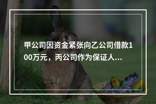 甲公司因资金紧张向乙公司借款100万元，丙公司作为保证人在借