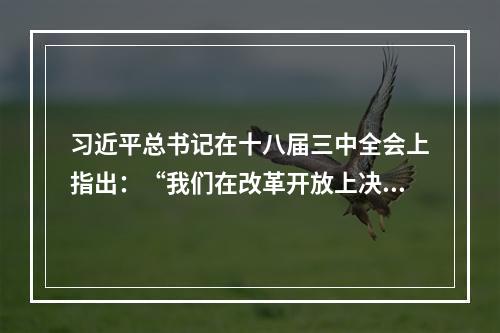 习近平总书记在十八届三中全会上指出：“我们在改革开放上决不能