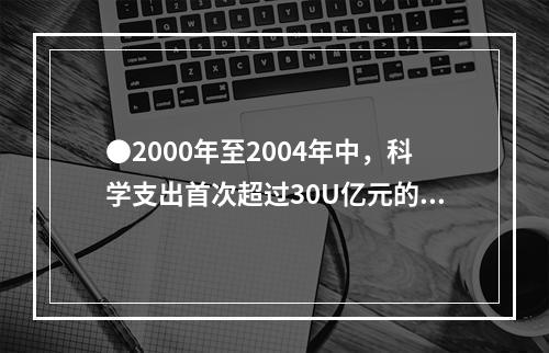 ●2000年至2004年中，科学支出首次超过30U亿元的是：