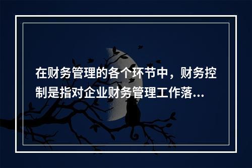 在财务管理的各个环节中，财务控制是指对企业财务管理工作落实内