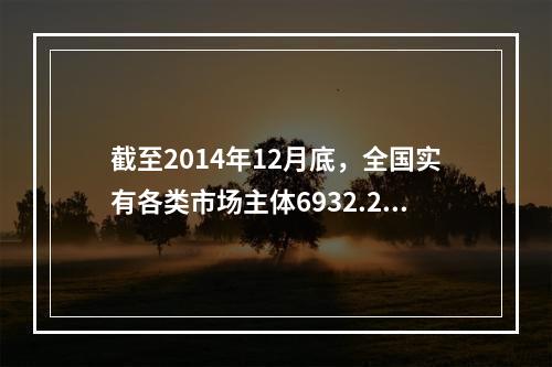 截至2014年12月底，全国实有各类市场主体6932.22万