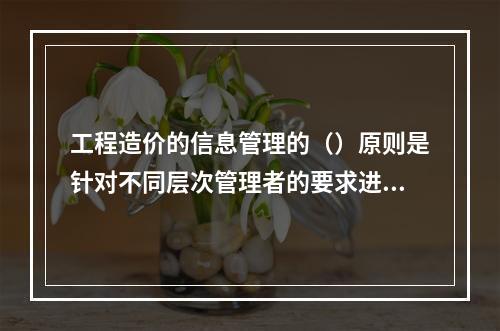 工程造价的信息管理的（）原则是针对不同层次管理者的要求进行适