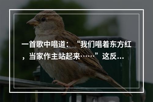 一首歌中唱道：“我们唱着东方红，当家作主站起来……”这反映的