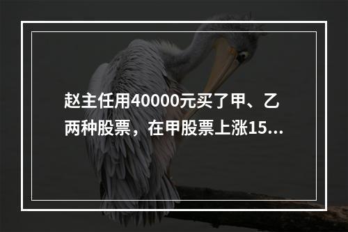 赵主任用40000元买了甲、乙两种股票，在甲股票上涨15%，