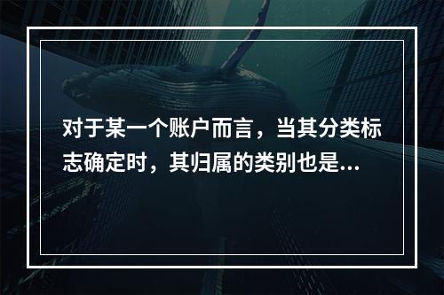 对于某一个账户而言，当其分类标志确定时，其归属的类别也是唯一