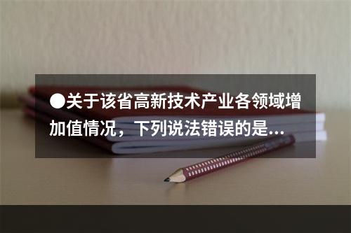 ●关于该省高新技术产业各领域增加值情况，下列说法错误的是：