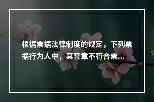 根据票据法律制度的规定，下列票据行为人中，其签章不符合票据法