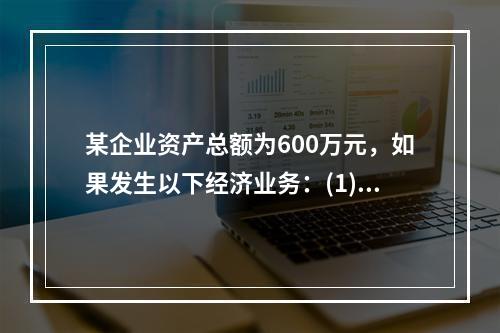 某企业资产总额为600万元，如果发生以下经济业务：(1)收到