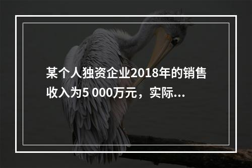 某个人独资企业2018年的销售收入为5 000万元，实际支出