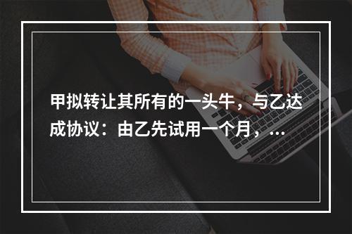 甲拟转让其所有的一头牛，与乙达成协议：由乙先试用一个月，满意