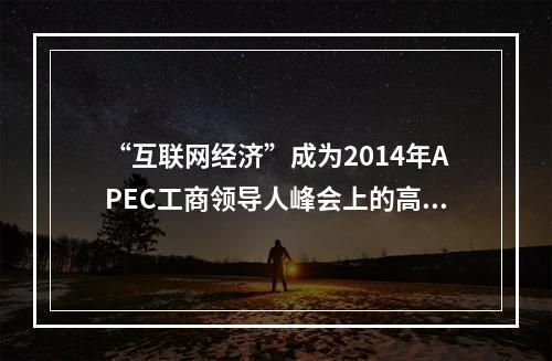 “互联网经济”成为2014年APEC工商领导人峰会上的高频热