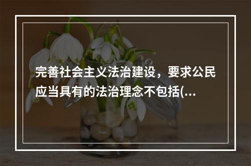 完善社会主义法治建设，要求公民应当具有的法治理念不包括()。