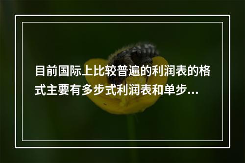 目前国际上比较普遍的利润表的格式主要有多步式利润表和单步式利