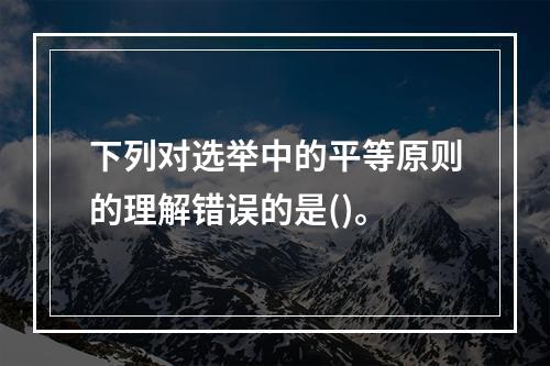 下列对选举中的平等原则的理解错误的是()。