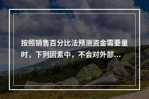 按照销售百分比法预测资金需要量时，下列因素中，不会对外部融资