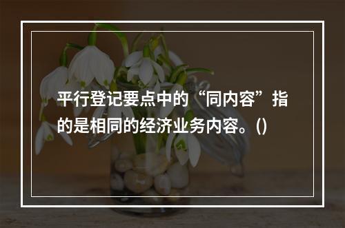 平行登记要点中的“同内容”指的是相同的经济业务内容。()