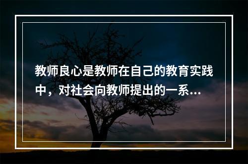 教师良心是教师在自己的教育实践中，对社会向教师提出的一系列道