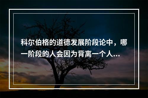 科尔伯格的道德发展阶段论中，哪一阶段的人会因为背离一个人自选