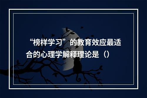 “榜样学习”的教育效应最适合的心理学解释理论是（）