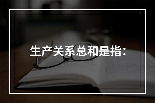 生产关系总和是指：