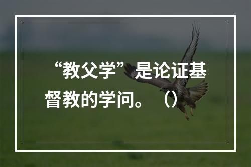 “教父学”是论证基督教的学问。（）