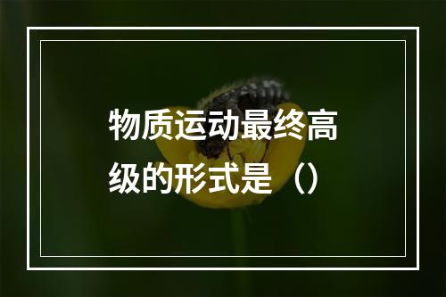 物质运动最终高级的形式是（）