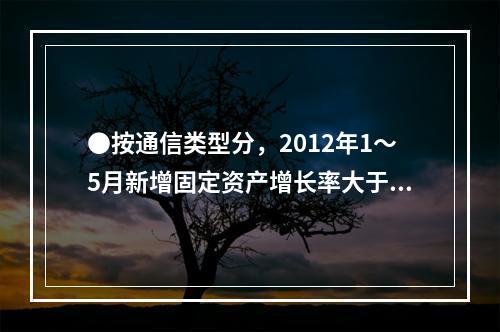 ●按通信类型分，2012年1～5月新增固定资产增长率大于10