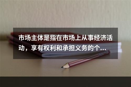 市场主体是指在市场上从事经济活动，享有权利和承担义务的个人和