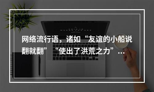 网络流行语，诸如“友谊的小船说翻就翻”“使出了洪荒之力”等的