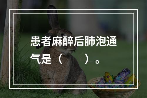 患者麻醉后肺泡通气是（　　）。