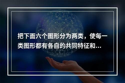 把下面六个图形分为两类，使每一类图形都有各自的共同特征和规律