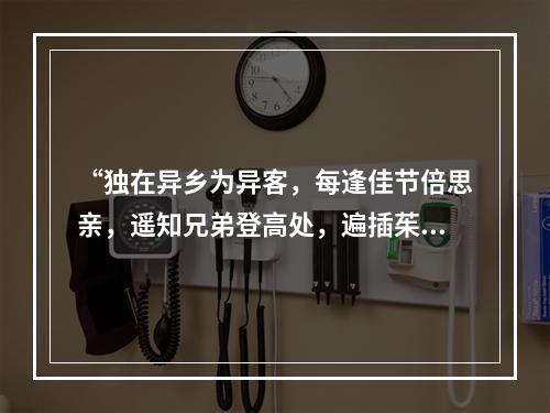 “独在异乡为异客，每逢佳节倍思亲，遥知兄弟登高处，遍插茱萸少