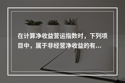 在计算净收益营运指数时，下列项目中，属于非经营净收益的有()