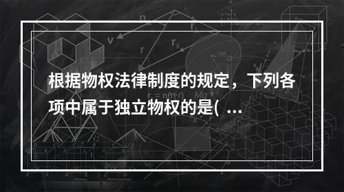 根据物权法律制度的规定，下列各项中属于独立物权的是(  )。