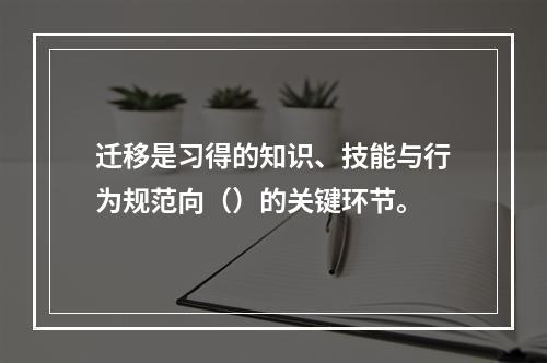 迁移是习得的知识、技能与行为规范向（）的关键环节。