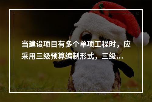 当建设项目有多个单项工程时，应采用三级预算编制形式，三级预算