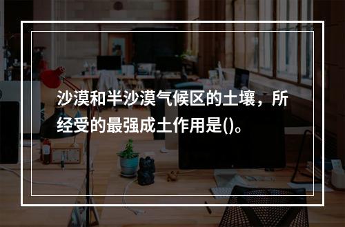 沙漠和半沙漠气候区的土壤，所经受的最强成土作用是()。