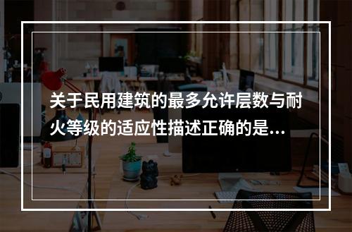 关于民用建筑的最多允许层数与耐火等级的适应性描述正确的是（　