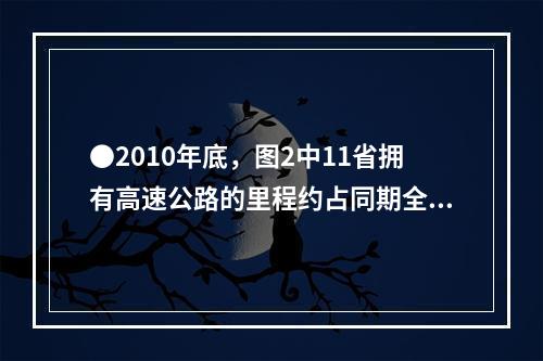 ●2010年底，图2中11省拥有高速公路的里程约占同期全国总