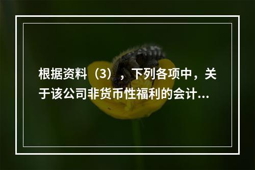 根据资料（3），下列各项中，关于该公司非货币性福利的会计处理