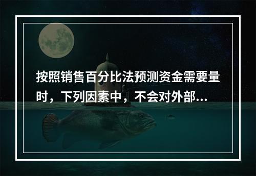 按照销售百分比法预测资金需要量时，下列因素中，不会对外部融资