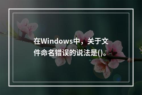 在Windows中，关于文件命名错误的说法是()。